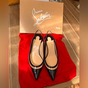 Christian Louboutin Black Patent Leather Kitten Heels